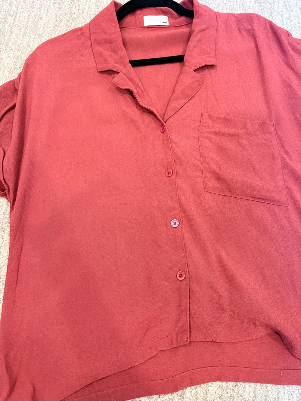 Aritzia Rust Red Button-Down Short Sleeve Shirt - Picture 6 of 7